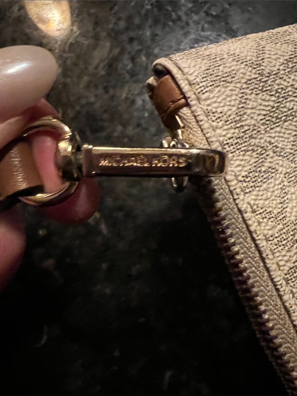 Michael Kors Beige Logo Wristlet with Brown Strap - Picture 4 of 7